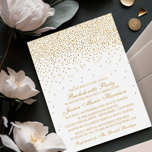 Vintage Glam Gold Konfetti Junggesellinnenabschied Einladung