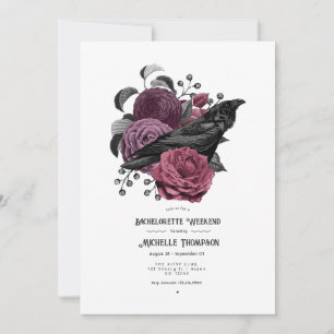 Vintage Glam Mauve Floral Gothic Junggesellinnenab Einladung