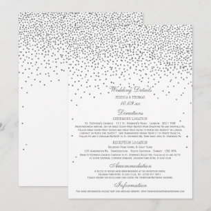 Vintage Glam Silber Konfetti Hochzeitsdetailkarten Einladung