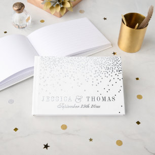Vintage Glam Silber Konfetti Hochzeitskollektion Gästebuch