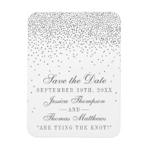 Vintage Glam Silber Konfetti Save The Date Magnete