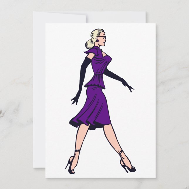 Vintage Glamour Girl, Blond Secretary Einladung (Vorderseite)