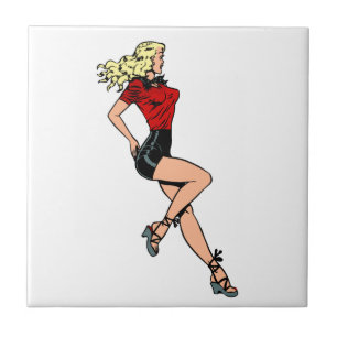 Vintage-Glamour-Girl von nebenan, blonde Bombe Fliese