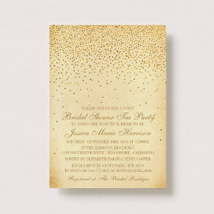 Vintage Glamour Gold Konfetti-Junggesellinnen-Absc Einladung