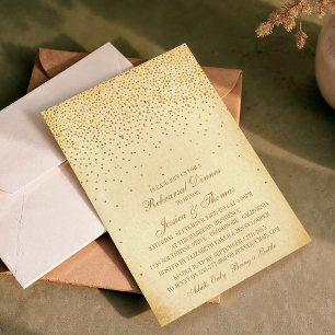 Vintage Glamour Gold Konfetti Probedinner Einladung