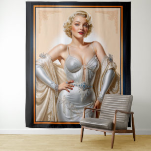 Vintage Glamour Hollywood Blondine Schönheit Wandteppich
