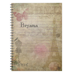 Vintage Glamour Paris Shabby Chic Maßanfertigung Notizblock