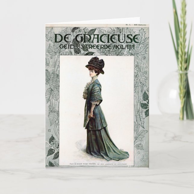 Vintage glamouröse Lady Fashion Illustration Karte (Vorderseite)