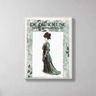 Vintage glamouröse Lady Fashion Illustration Leinwanddruck