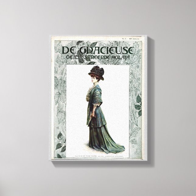 Vintage glamouröse Lady Fashion Illustration Leinwanddruck (Vorderseite)