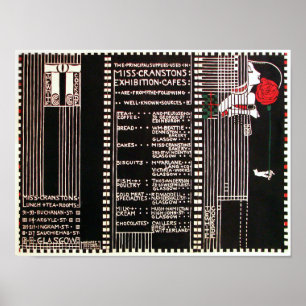 Vintage Glasgow School Stil Menü von M. Mackintosh Poster