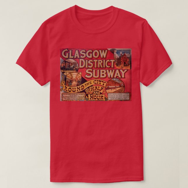 Vintage Glasgow-Stadt-Untergrundbahn T-Shirt (Design vorne)