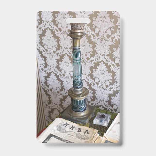 Vintage Glaskerzenhalterung Ausweis (Vorderseite)