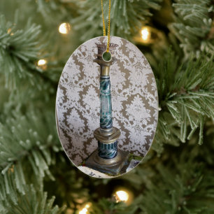 Vintage Glaskerzenhalterung Keramikornament