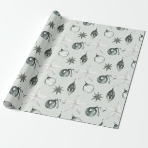 Vintage-Glasornamente & Sterne auf Eis Geschenkpapier
