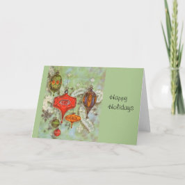 Vintage Glasverzierungen Feiertagskarte