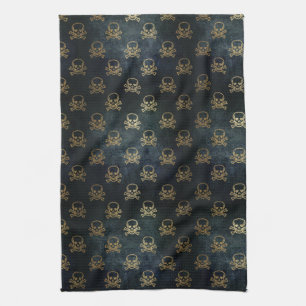 Vintage Glattlederschädel und -knochen Geschirrtuch