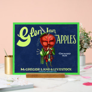 Vintage Glen Ian Apples Logo, Hooper, Washington, Acrylschild
