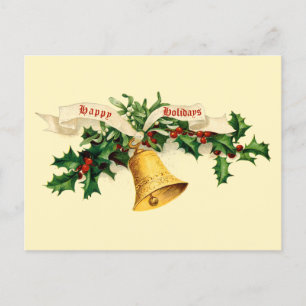 Vintage Glocke, Mistletoe & Holly Feiertagspostkarte