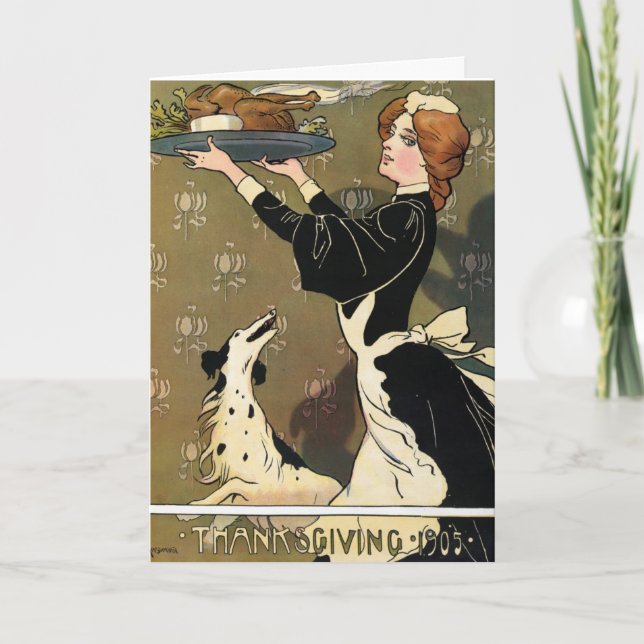 Vintage glückliche Erntedank-Karte Feiertagskarte (Vorderseite)