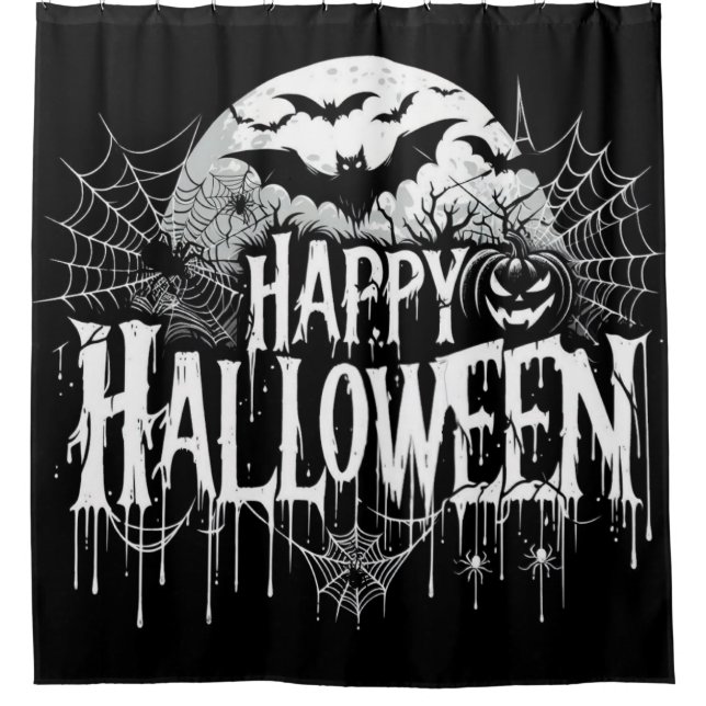 Vintage glückliche Halloween-Kunst Duschvorhang (Vorderseite)