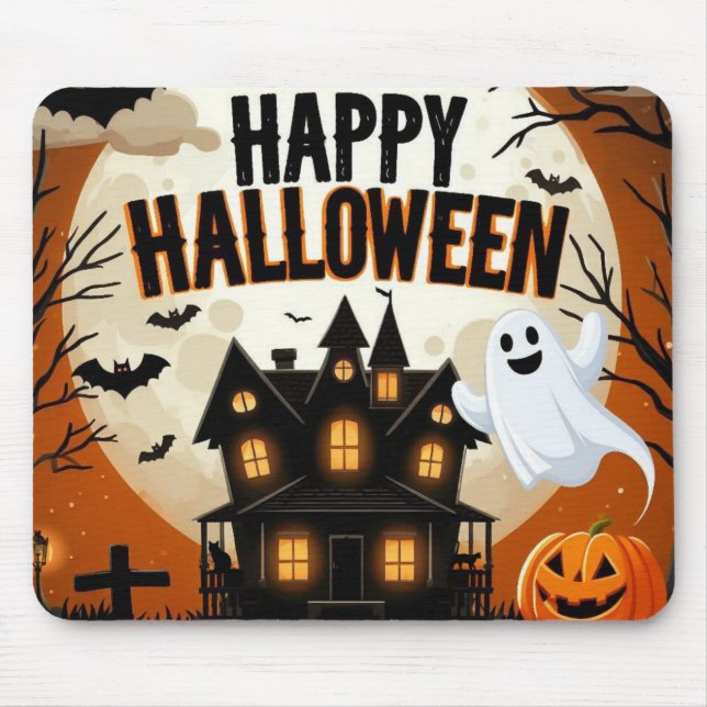 Vintage glückliche Halloween-Kunst Mousepad (Vorne)