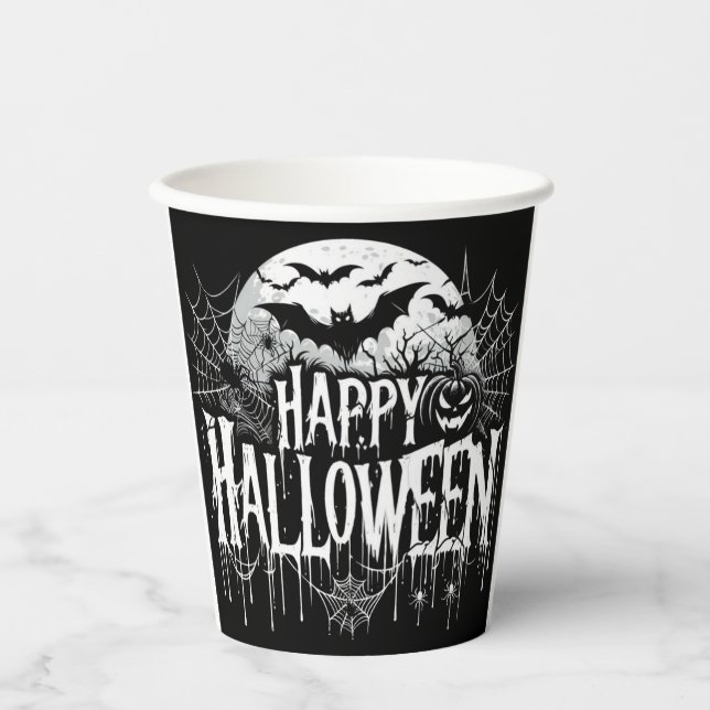 Vintage glückliche Halloween-Kunst Pappbecher (Vorderseite)