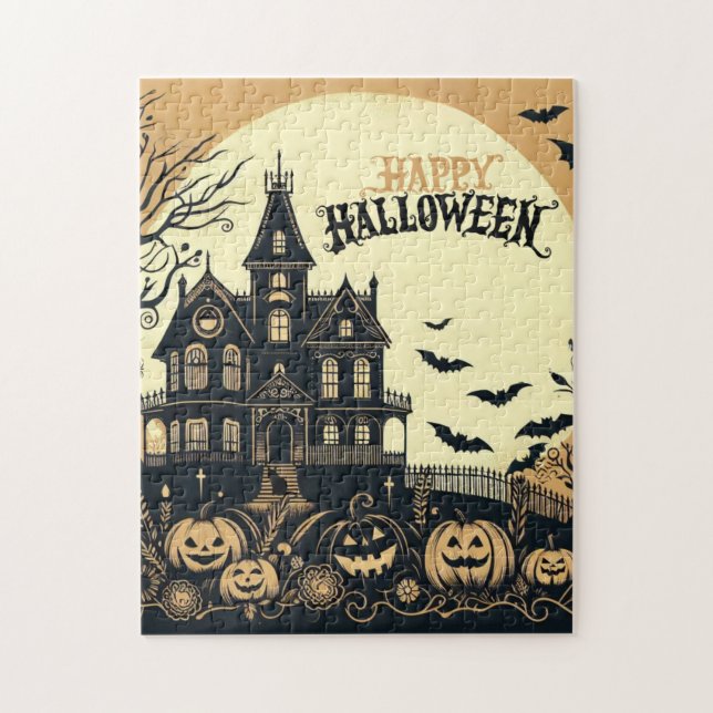 Vintage glückliche Halloween-Kunst Puzzle (Vertikal)