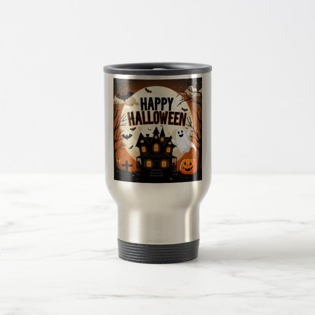 Vintage glückliche Halloween-Kunst Reisebecher (Mittel)