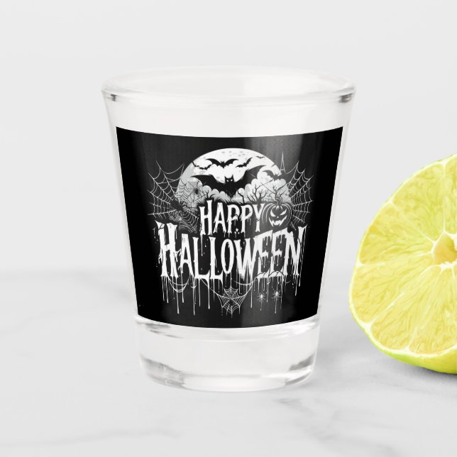 Vintage glückliche Halloween-Kunst Schnapsglas (Vorderseite)