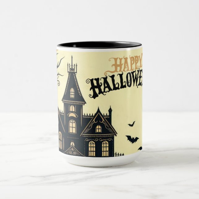 Vintage glückliche Halloween-Kunst Tasse (Zentrum)