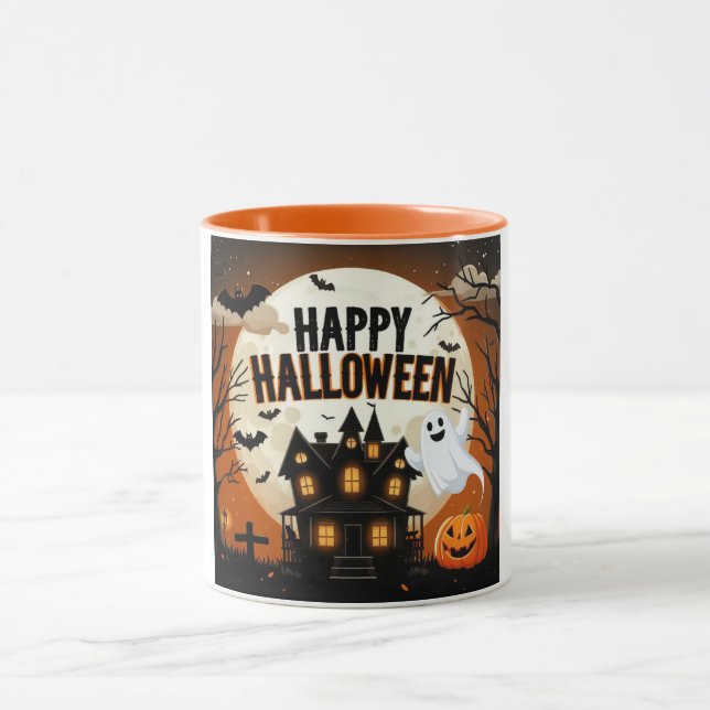 Vintage glückliche Halloween-Kunst Tasse (Zentrum)