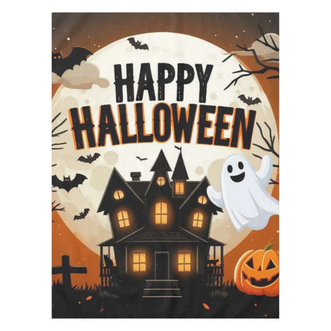 Vintage glückliche Halloween-Kunst Tischdecke (Vorderseite)