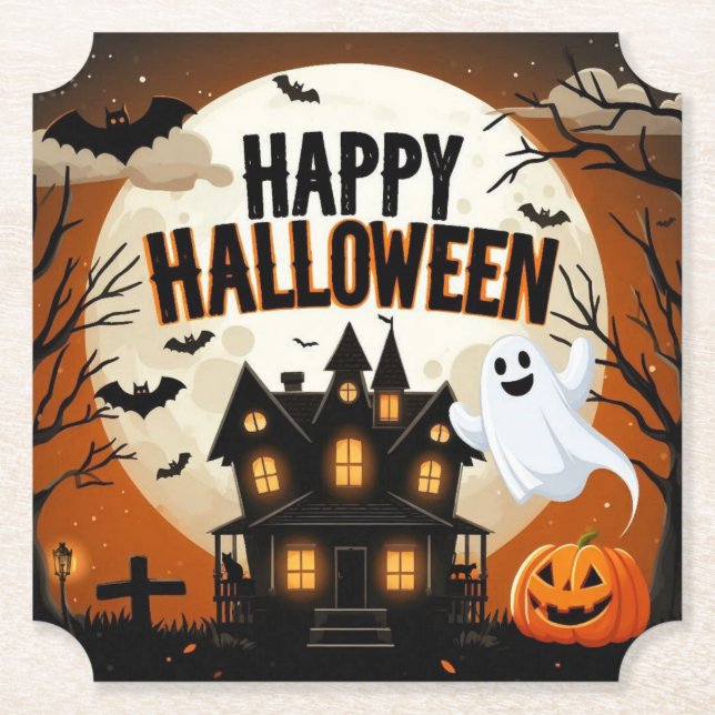 Vintage glückliche Halloween-Kunst Untersetzer (Vorderseite)