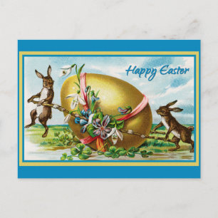 Vintage glückliche Ostern Hasen Oster Eier Postkarte