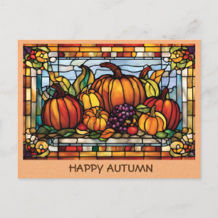 Vintage Glücklicher Herbst Kürbis Ernte Postkarte