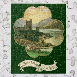 Vintage Glücksklee-Schamrock mit einer irischen Bu Puzzle