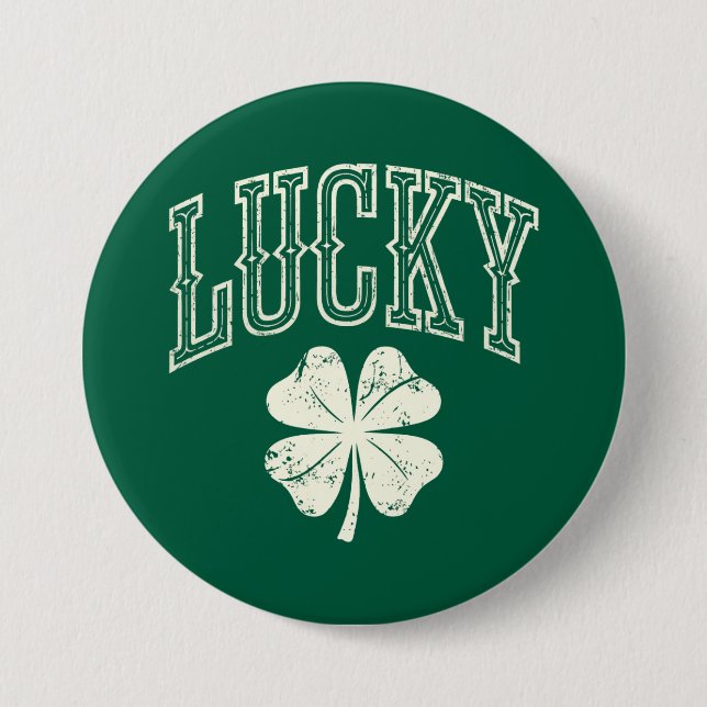 Vintage Glücksklee St. Patricks Tag  Button (Vorderseite)