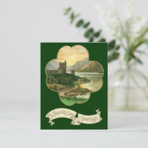Vintage Glückskleeblatt mit irischer Burg