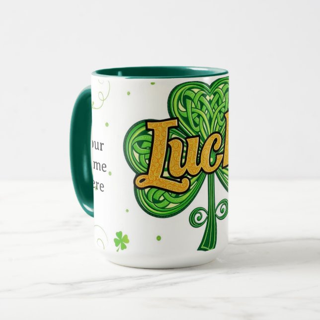 Vintage Glückskleeblatt-Muster St. Patrick's Day Tasse (Vorderseite Links)