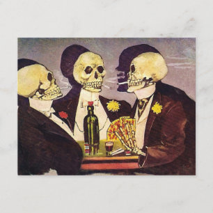 Vintage-Glücksspiel-Skelette-Pokerparty Einladung