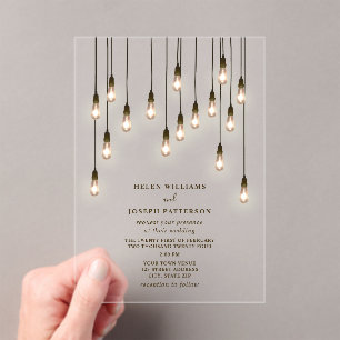Vintage Glühbirnen Hochzeit Acryleinladungen