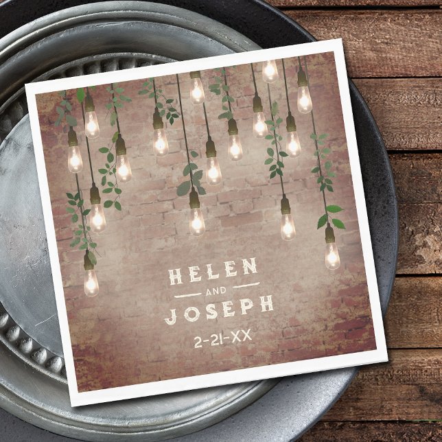 Vintage Glühbirnen Rustikaler Ziegelstein Botanisc Serviette (Von Creator hochgeladen)