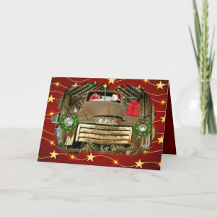 Vintage GMC Truck Frosty der Schneemann Weihnachts Feiertagskarte
