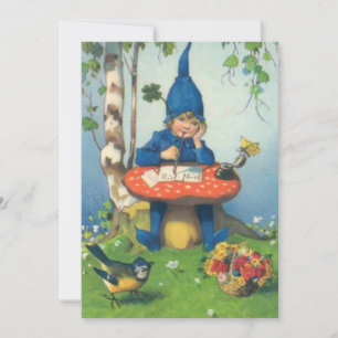Vintage-Gnom und Pilz Feiertagskarte