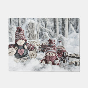 Vintage Gnome im Schnee zeichnend Fußmatte
