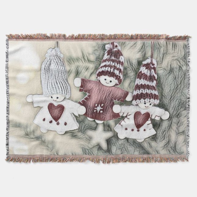 Vintage Gnome Zeichnend Weihnachtsbaum Decke (Vorderseite)