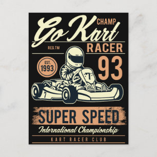 Vintage-Go-Kart-Renn-Geburtstagseinladungskarte Postkarte