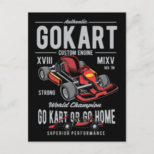 Vintage-Go-Kart-Renn-Logo Postkarte