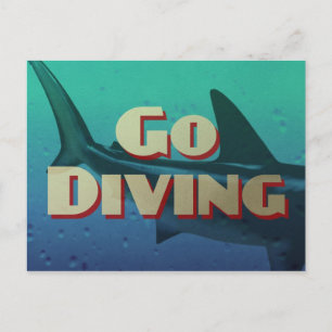Vintage Go Tauchen Scuba Postkarte